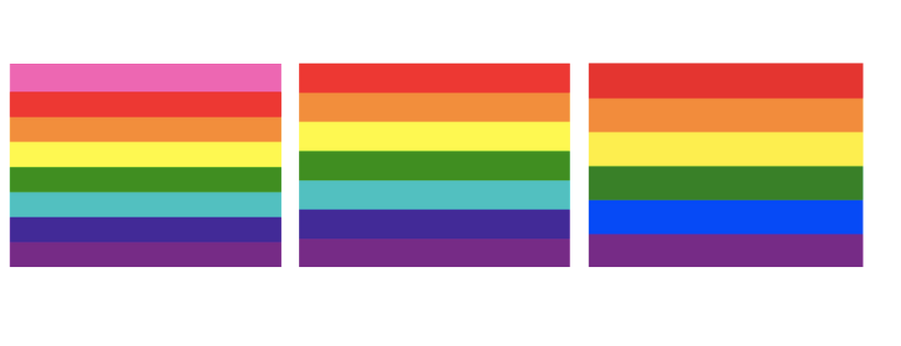 Evolución de la bandera LGBTQIA+ de ocho bandas a seis.