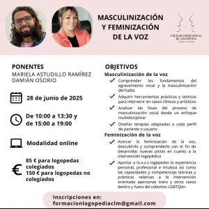 Curso feminización de la voz y masculinización de la voz logopedas